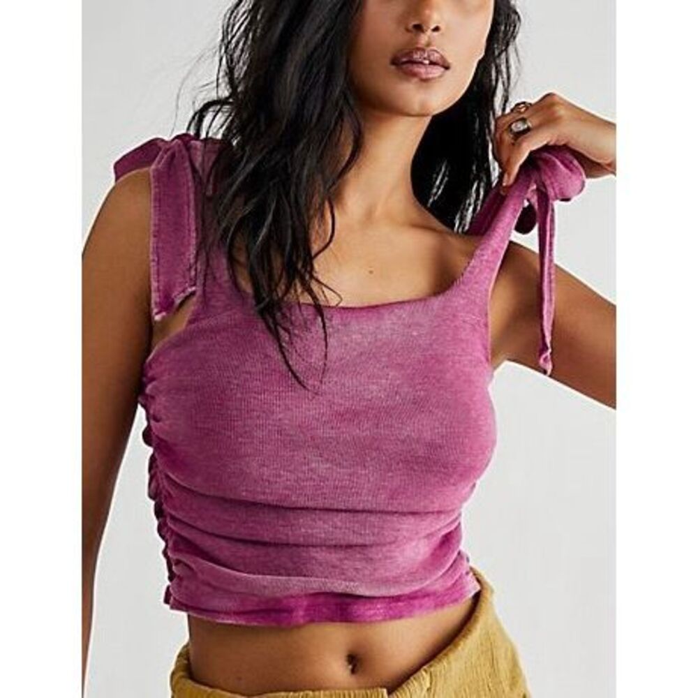Free People Women S Boulevard Cotton Crop Top Purple Size S